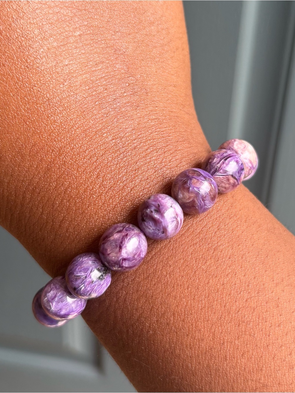 HQ Russian Charoite Crystal Bracelet 12mm - Picture 9 of 12